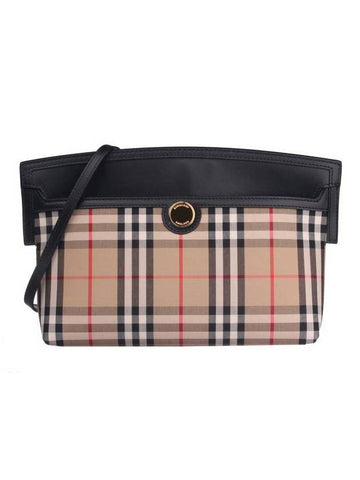 Vintage Check Leather Society Clutch Bag Beige - BURBERRY - BALAAN 1