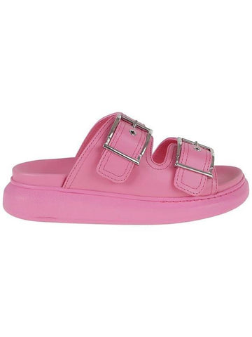 Women's Strap Silver Buckle Leather Slippers Pink - ALEXANDER MCQUEEN - BALAAN 1