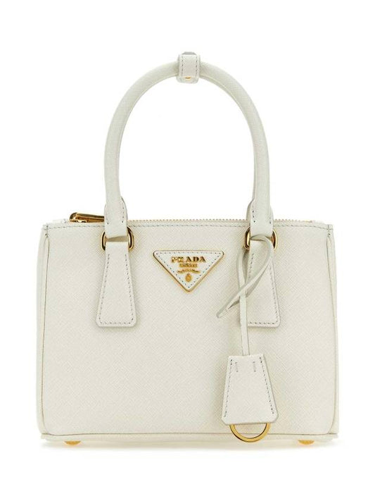 Galleria Saffiano Leather Mini Tote Bag White - PRADA - BALAAN 1