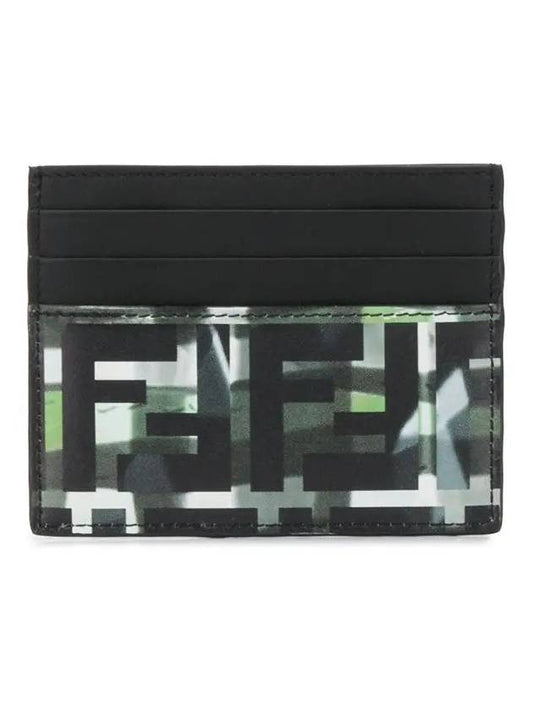 FF logo camo 3-fold card wallet black - FENDI - BALAAN.