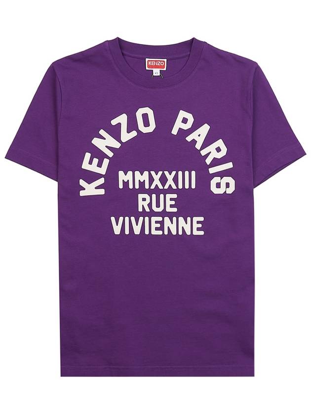 Women's Rue Vivienne Loose Cotton Short Sleeve T-Shirt Purple - KENZO - BALAAN 10