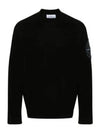 Compass Embroidered Crew Neck Organic Cotton Knit Top Black - STONE ISLAND - BALAAN 2