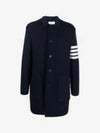 Cotton Cashmere Interlock 4-Bar Polo Collar Overcoat Navy - THOM BROWNE - BALAAN 2