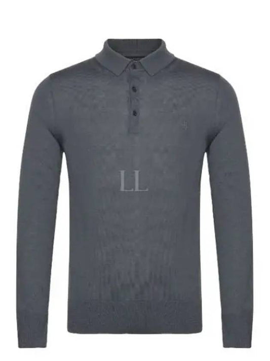 Men s Collar Long Sleeve T Shirt MK005D BEETLE BLUE - ALLSAINTS - BALAAN 1