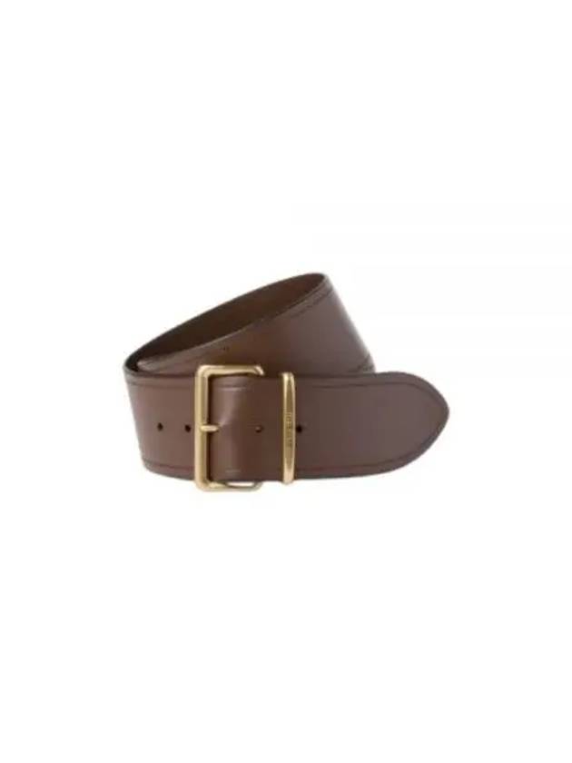 Logo Engraved Buckle Calfskin Belt Brown - MIU MIU - BALAAN 2