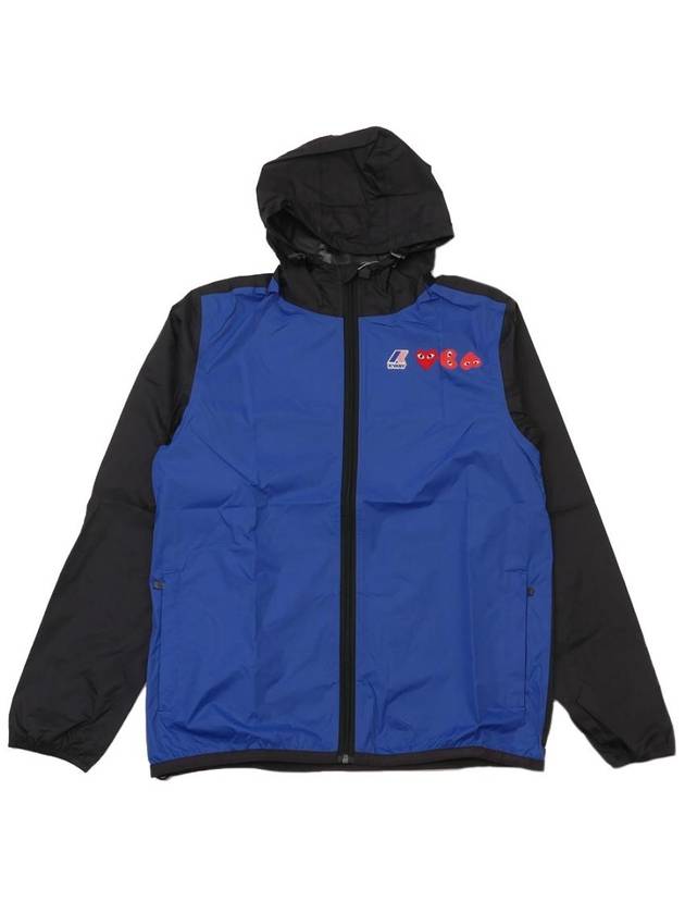 Logo Print Full Zip-Up Windbreaker Blue Black - COMME DES GARCONS - BALAAN 2