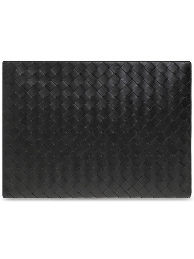 Intrecciato Zipper Leather Clutch Bag Black - BOTTEGA VENETA - BALAAN 2