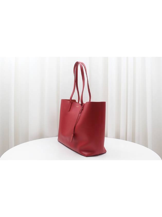 Logo Soft Leather Pouch Shopper Bag Red 394195 - SAINT LAURENT - BALAAN 4