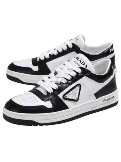 Downtown Perforated Leather Low Top Sneakers White Black - PRADA - BALAAN 2