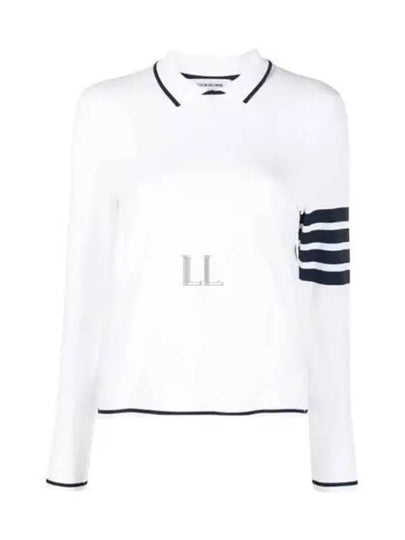 Women's Tipping Jersey Viscose Polo Shirt White - THOM BROWNE - BALAAN 2