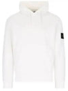 Logo Patch Drawstring Hoodie White - STONE ISLAND - BALAAN 2