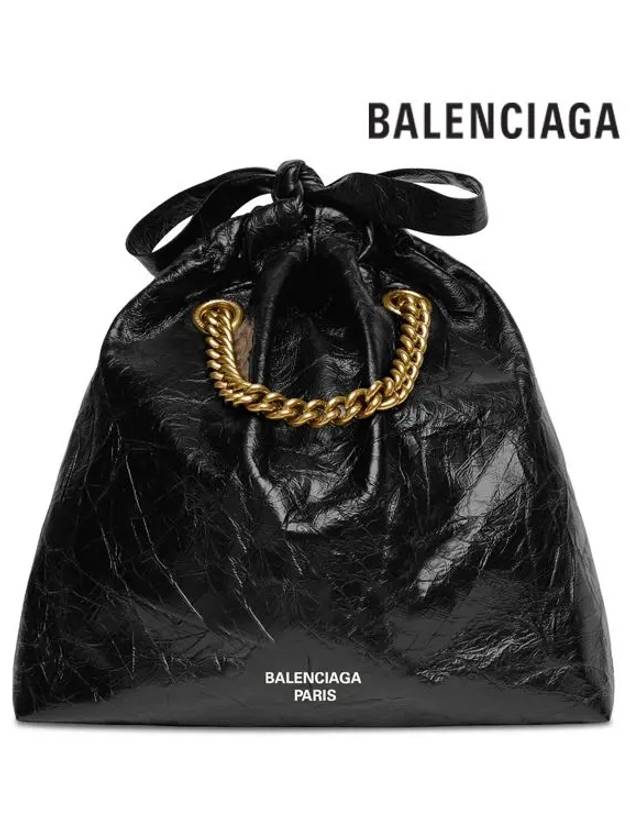 Crush Small Leather Shoulder Bag Black - BALENCIAGA - BALAAN 3