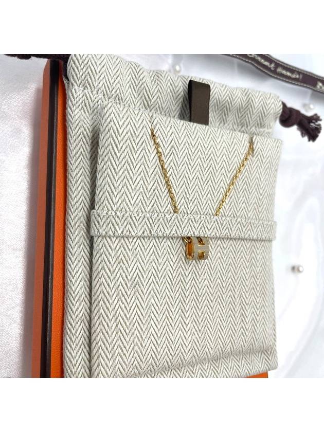 Mini Pop H Pendant Necklace Gold Marron Glace - HERMES - BALAAN 7