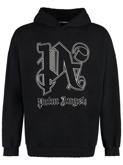 Monogram Popover Hoodie Black PMBB126E23FLE0011003 - PALM ANGELS - BALAAN 2