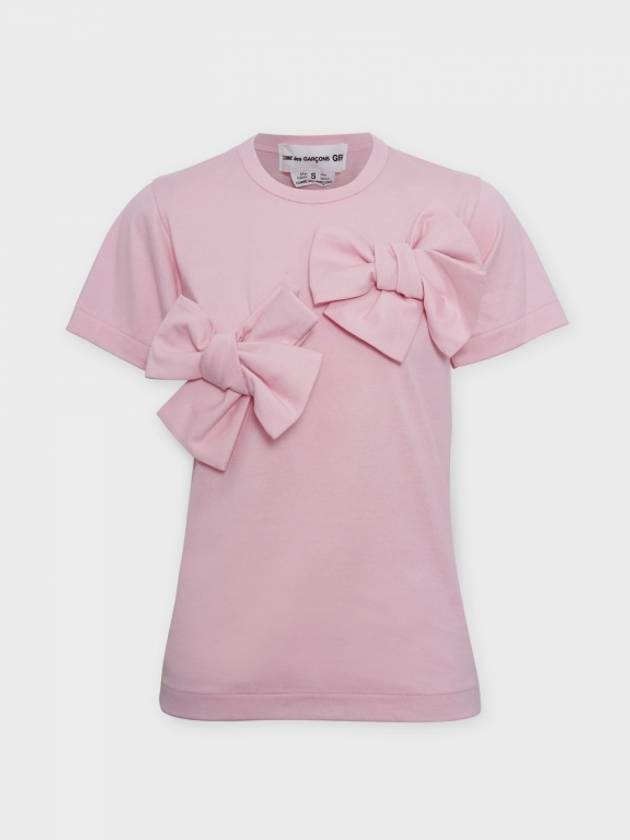 Ribbon Cotton Short Sleeve T-Shirt Pink - COMME DES GARCONS - BALAAN 2