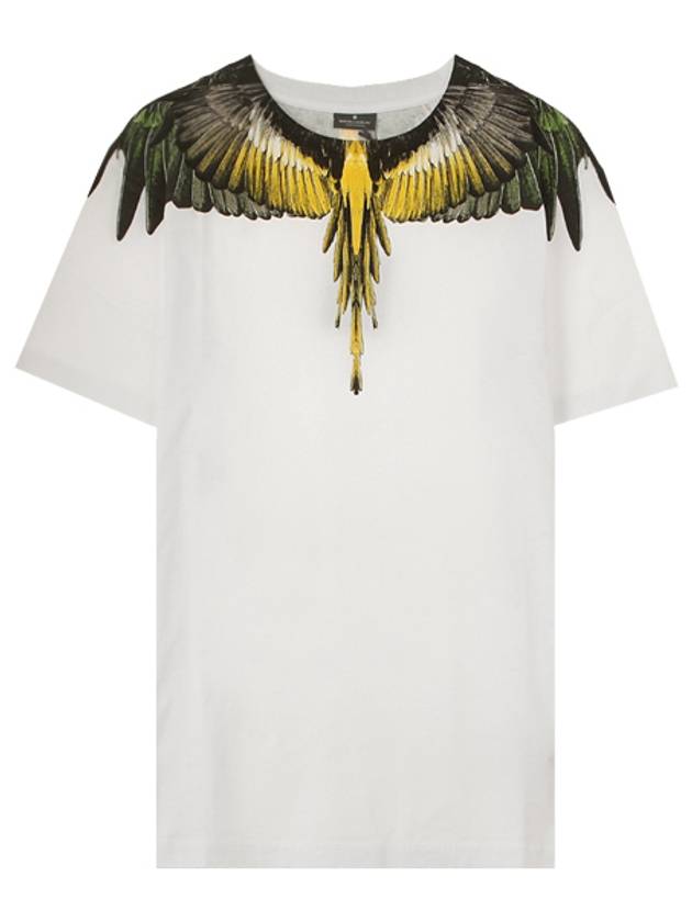 Yellow Wing Printing Short Sleeve T-Shirt White - MARCELO BURLON - BALAAN 2