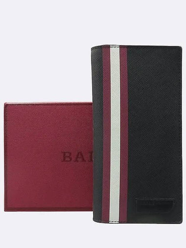 6224345 No black leather three color stitched flap long wallet - BALLY - BALAAN 1