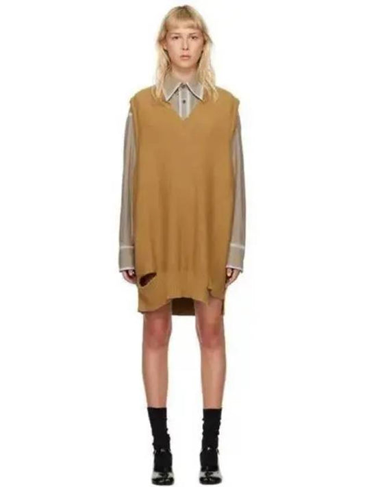 Tan Ripped Short Dress Camel - MAISON MARGIELA - BALAAN 1