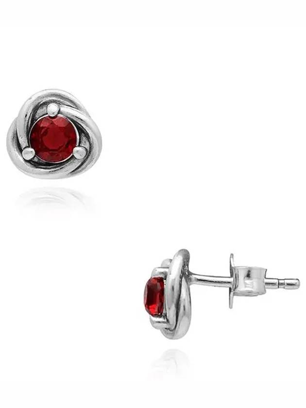 Eternity Circle Stud Earrings Red Silver - PANDORA - BALAAN 6