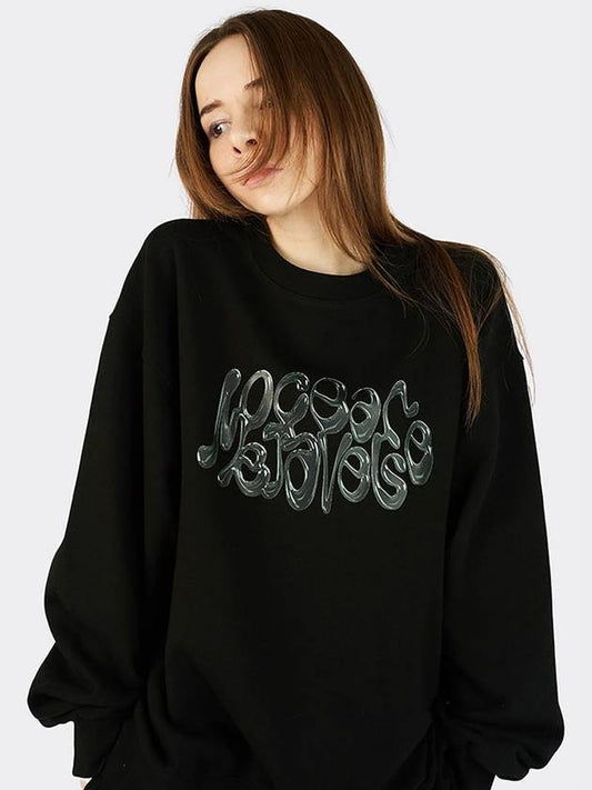 Chrome Metal 3D type Sweatshirt Black - AOX - BALAAN 2