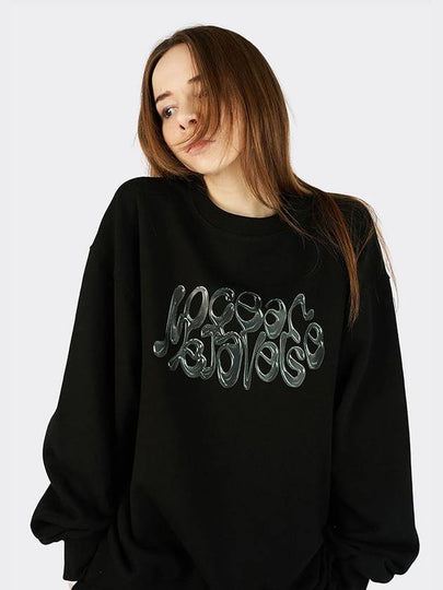 Chrome Metal 3D Type Sweatshirt (Black) - AOX - BALAAN 2