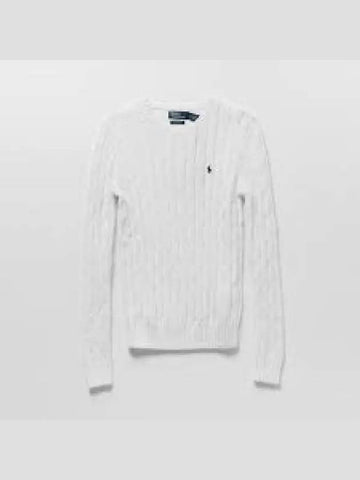 W cable knit cotton crewneck sweater white 1236406 - POLO RALPH LAUREN - BALAAN 1