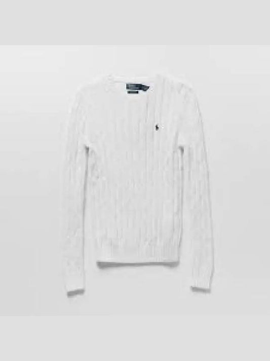 W cable knit cotton crewneck sweater white 1236406 - POLO RALPH LAUREN - BALAAN 1