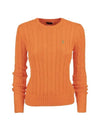 Women's Pony Embroidery Cable Knit Top Orange - POLO RALPH LAUREN - BALAAN 1