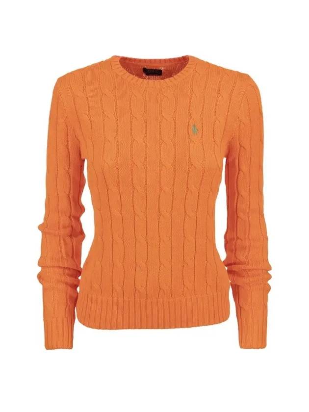 Women's Pony Embroidery Cable Knit Top Orange - POLO RALPH LAUREN - BALAAN 1