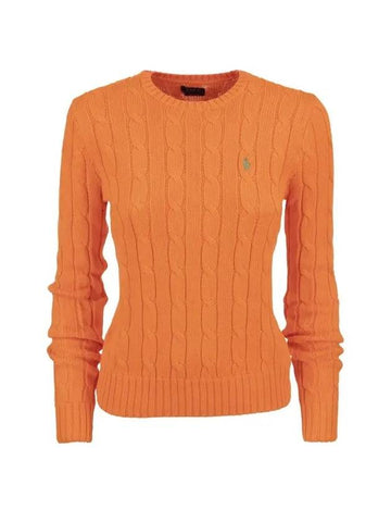 Women's Pony Embroidery Cable Knit Top Orange - POLO RALPH LAUREN - BALAAN 1