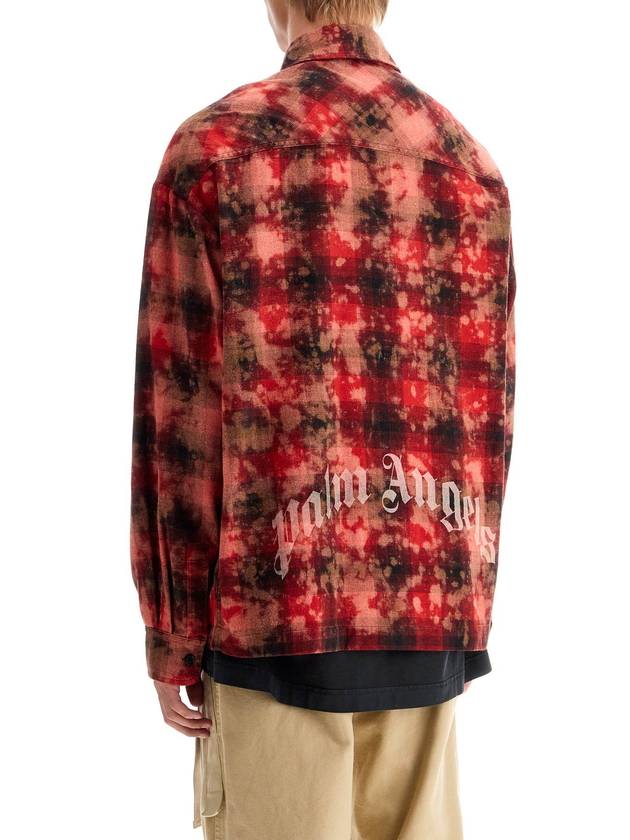 "flannel shirt with curved logo - PALM ANGELS - BALAAN 3