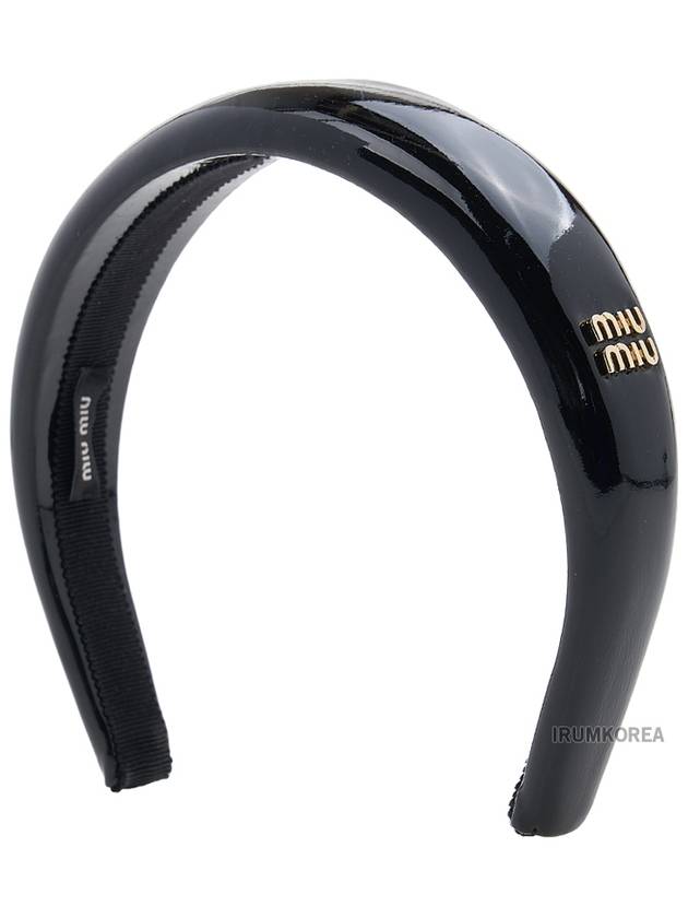 Logo Patent Leather Headband Black - MIU MIU - BALAAN 3