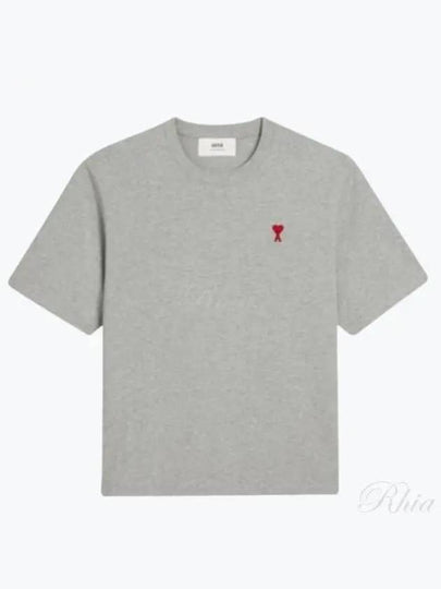 Small Heart Logo Boxy Fit Short Sleeve T-shirt Grey - AMI - BALAAN 2