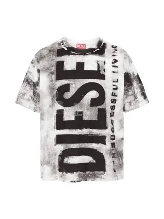 T Boxt BISC Maxi Bleeding Logo Short Sleeve T-Shirt Grey - DIESEL - BALAAN 2