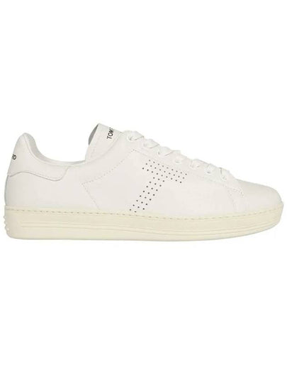 Warwick T Logo Punching Leather Low Top Sneakers White - TOM FORD - BALAAN 2