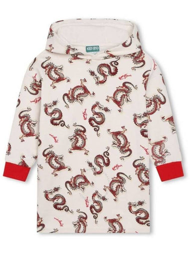 Kenzo Girls Dragon Print Hooded Dress Size 10Y - KENZO - BALAAN 1