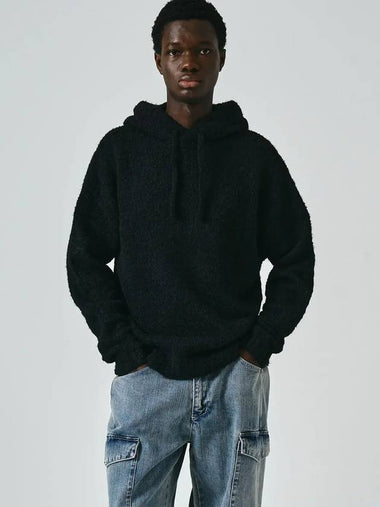 Boucle Hoodie Overfit Sweater Black - NOIRER - BALAAN 1