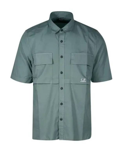 Cotton Rip-Stop Short Sleeve Shirt Green - CP COMPANY - BALAAN 2