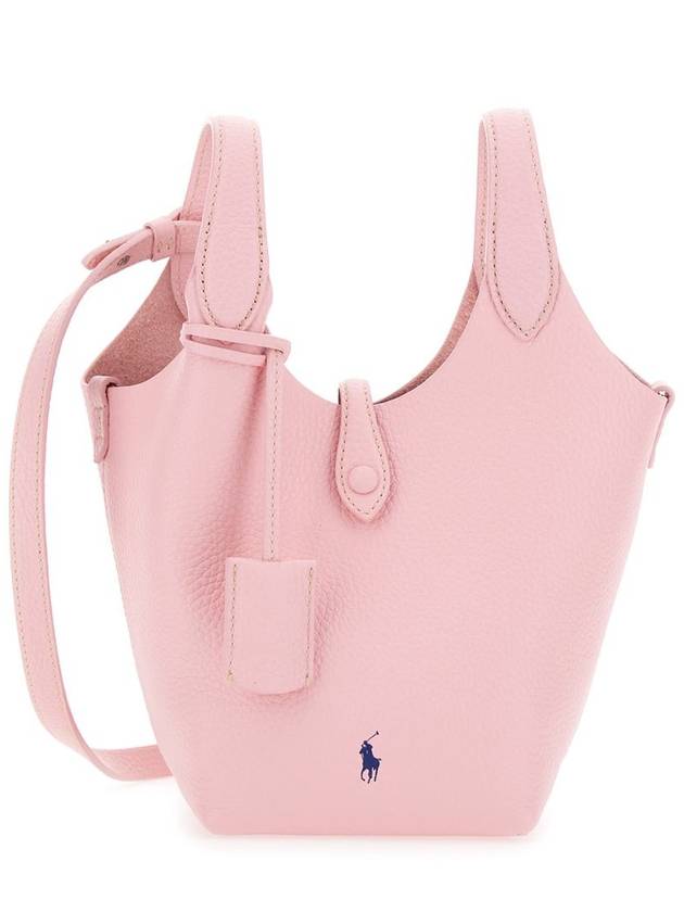 'Play' Pink Handbag With Removable Shoulder Strap And Pony Embroidery On The Front In Leather Woman - POLO RALPH LAUREN - BALAAN 1