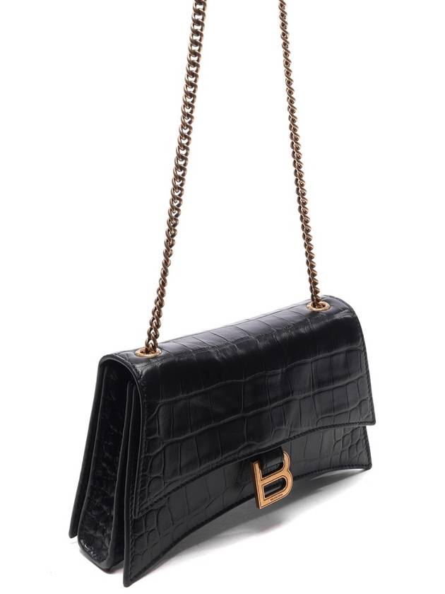 Crush Crocodile Embossed Shoulder Bag Black - BALENCIAGA - BALAAN 4