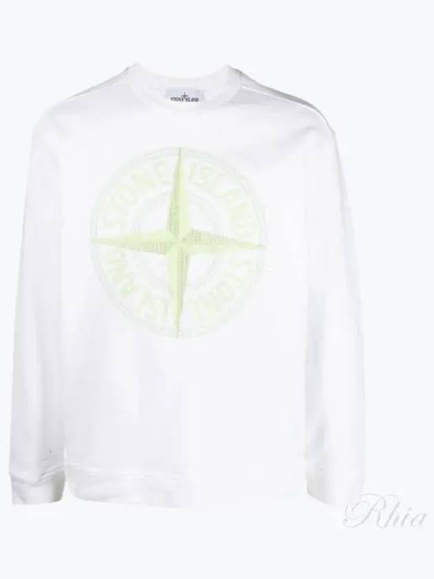 Garment Dyed Stitches Four Print Crewneck Sweatshirt White - STONE ISLAND - BALAAN 2