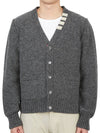 Reverse Jersey Stitch Donegal 4-Bar V-Neck Cardigan Grey - THOM BROWNE - BALAAN 5