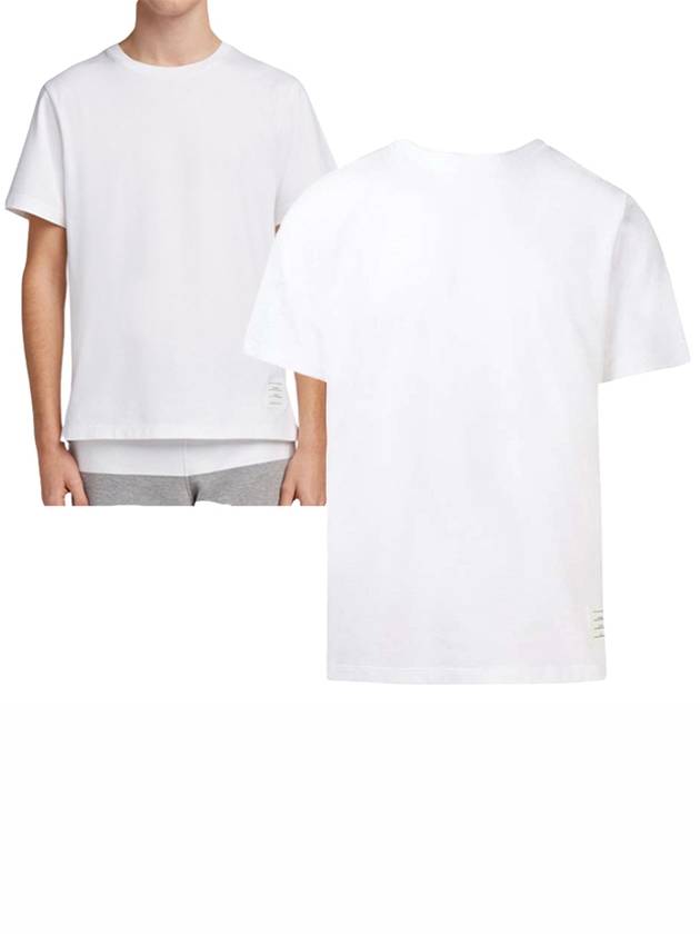 Men's Side Slit Relaxed Short Sleeve T-Shirt White - THOM BROWNE - BALAAN 2