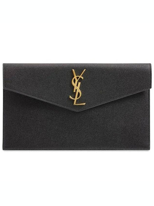 UPTOWN Uptown Monogram Logo Caviar Leather Clutch Bag - SAINT LAURENT - BALAAN 1