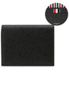 Pebble Grained Leather Double Card Wallet Black - THOM BROWNE - BALAAN.