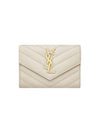 Cassandre Matelasse Small Lambskin Card Wallet Blanc Vintage - SAINT LAURENT - BALAAN 1