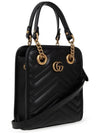 GG Marmont Gold Matelasse Leather Cross Mini Bag Black - GUCCI - BALAAN 5