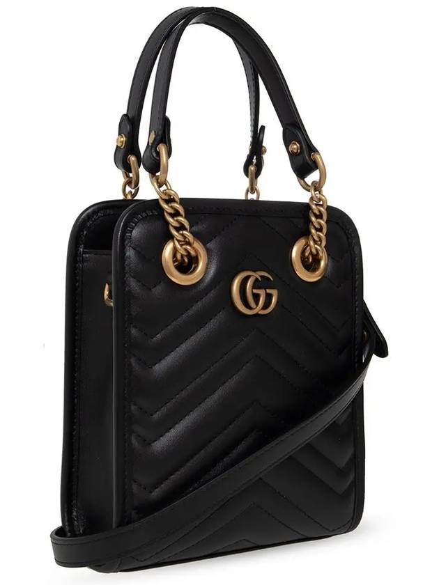 GG Marmont Gold Matelasse Leather Cross Mini Bag Black - GUCCI - BALAAN 5