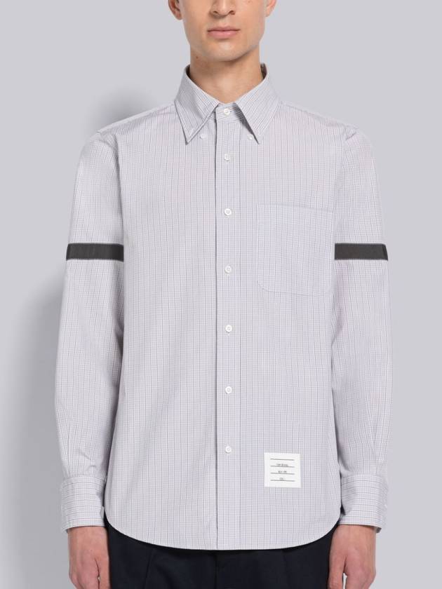 Men's Micro Check Poplin Long Sleeve Shirt Medium Grey - THOM BROWNE - BALAAN 5