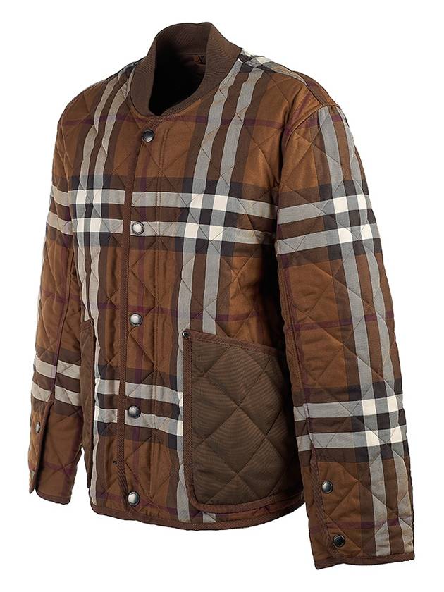 Check Stripe Quilted Bomber Jacket Brown - BURBERRY - BALAAN 3